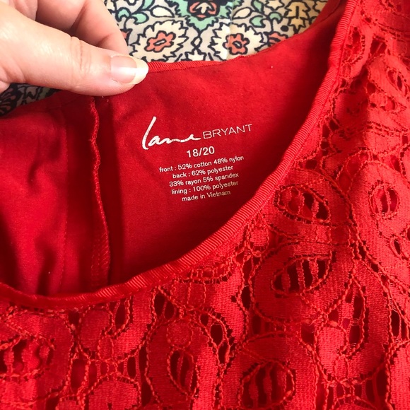 Lane Bryant Red Lace Peplum Top - Picture 2 of 6